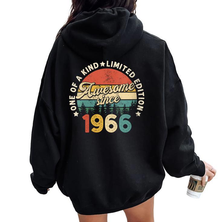 Born In 1966 55Th Birthday Vintage Retro 55 Years Old Women Oversized Hoodie Back Print