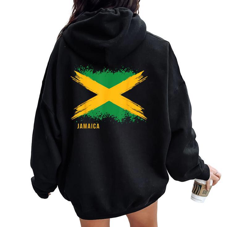 Boy Girl And Country Flag Of Jamaica Women Oversized Hoodie Back Print