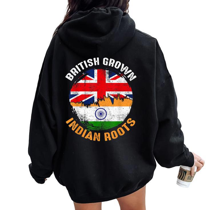 British Grown Indian Roots Vintage Flags For Women Women Oversized Hoodie Back Print