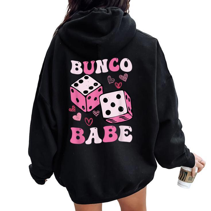 Bunco Babe Bunco Game Night Retro Groovy Gamble Women Oversized Hoodie Back Print