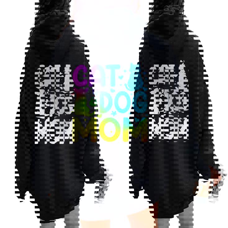 Cat Dog Mom For Pet Lovers Women Oversized Hoodie Back Print
