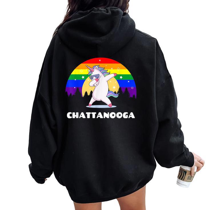 Chattanooga Tennessee Lgbtq Gay Pride Rainbow Women Oversized Hoodie Back Print