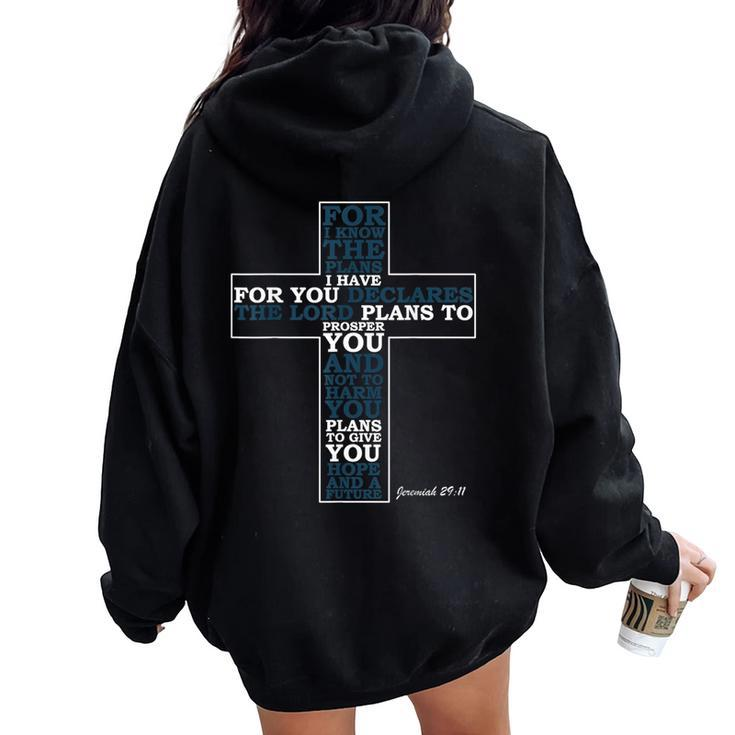 Christian Religious Cross Hope And Future Women Oversized Hoodie Back Print