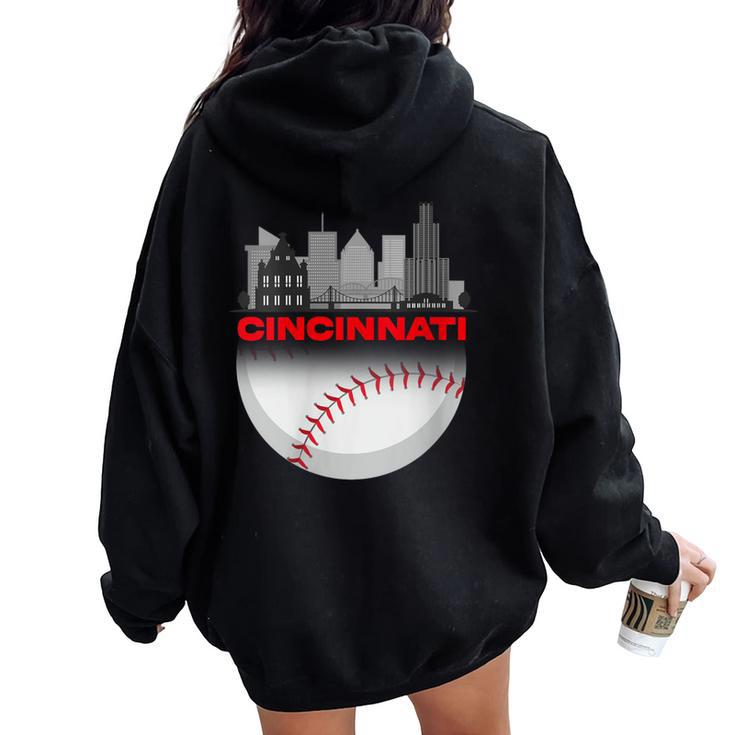 Cincinnati Vintage Style Of Baseball Women Oversized Hoodie Back Print