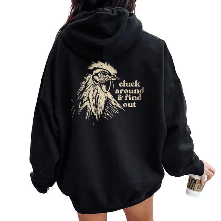 Cluck Around And Find Out Chicken Parody Kawai Animal Women Oversized Hoodie Back Print