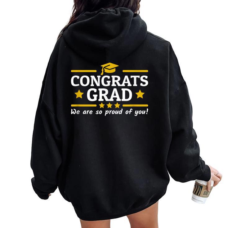 Congrats Grad Proud Mom Dad Of A 2022 Graduate Graduation Women Oversized Hoodie Back Print