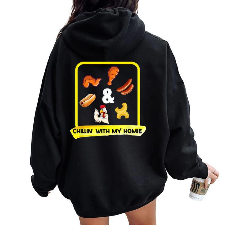 Cooked Chicken Wing Chicken Wing Hot Dog Bologna Macaroni Women Oversized Hoodie Back Print