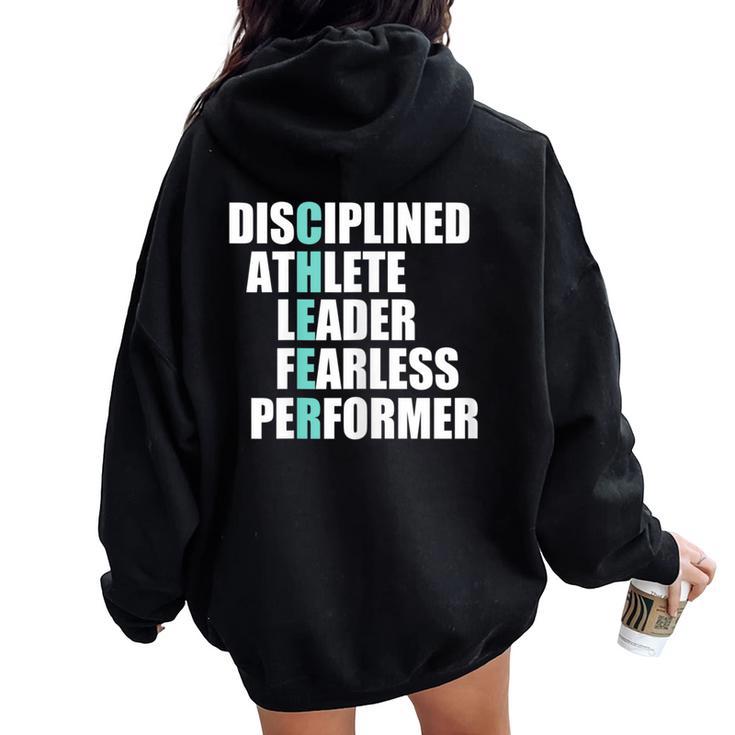 Cool Cheer Disciplined Athlete Leader Fearless Performer Women Oversized Hoodie Back Print