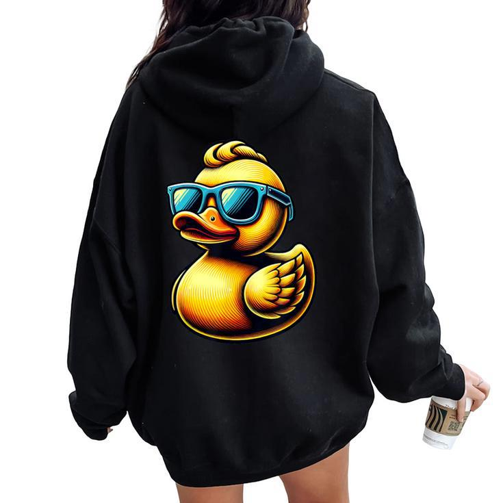 Cool Rubber Duck With Sunglasses Duckling Cute Ducky Women Oversized Hoodie Back Print