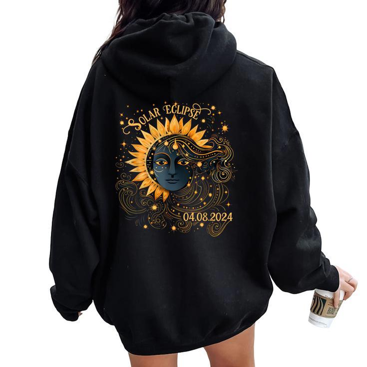 Cosmos Girl Total Solar Eclipse Watching April 8 2024 Women Oversized Hoodie Back Print