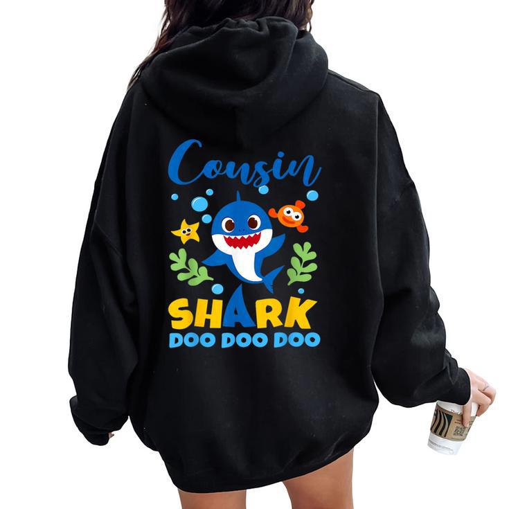 Cousin Of The Shark Birthday Boy Girl Party Family Women Oversized Hoodie Back Print