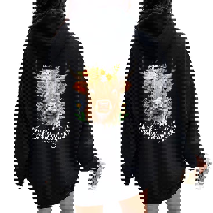 Cow Birthday Girl Mother Girl Mama Woman Family Matching Women Oversized Hoodie Back Print