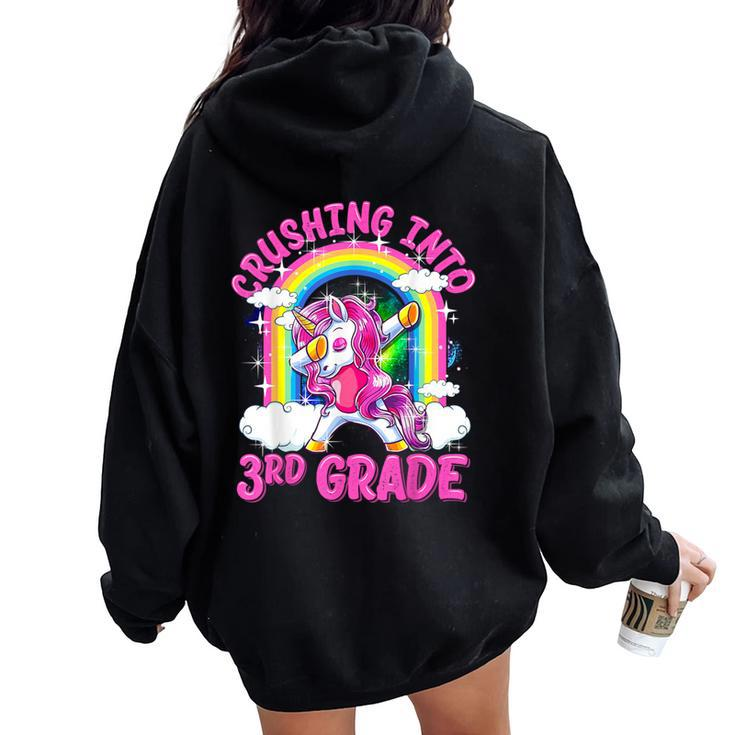 Crushing Into 3Rd Grade Dabbing Unicorn Back To School Girls Women Oversized Hoodie Back Print