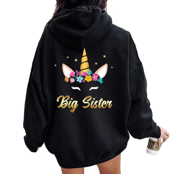 Cute Big Sister Unicorn Becoming Sister Girl Women Women Oversized Hoodie Back Print