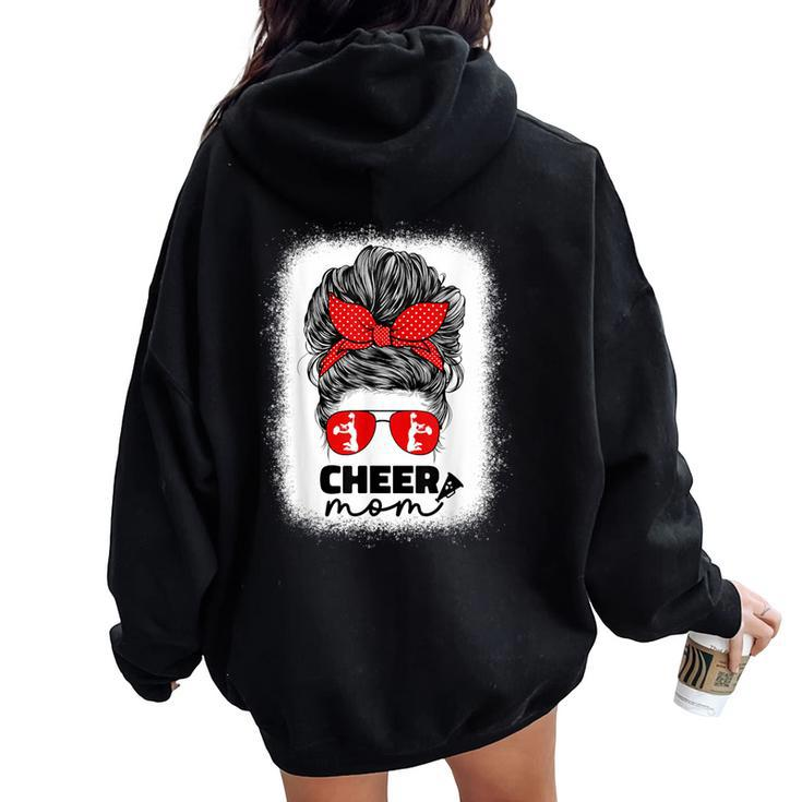 Cute Cheer Mom For Cheerleader Mom Red Messy Bun Mom Women Oversized Hoodie Back Print