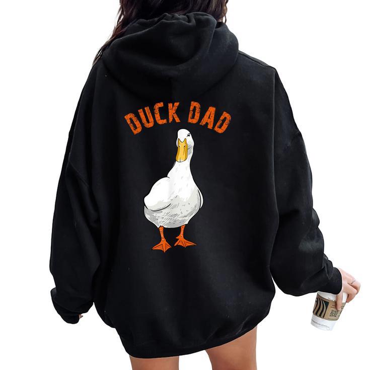 Cute Duck Dad Lover Illustration Duck Owner Women Oversized Hoodie Back Print