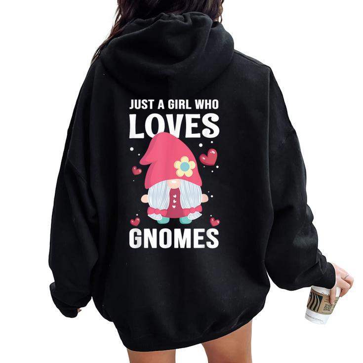 Cute Girl Gnome Just A Girl Who Loves Gnomes Women Oversized Hoodie Back Print