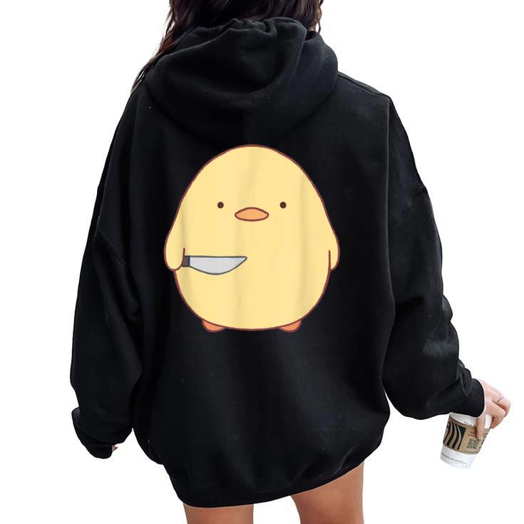 Cute Kawaii Stabby Duck With Knife Women Oversized Hoodie Back Print