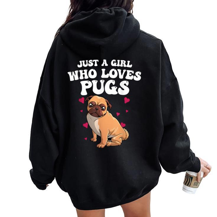 Cute Pug For Girls Dog Owner Puppy Pug Lover Women Oversized Hoodie Back Print