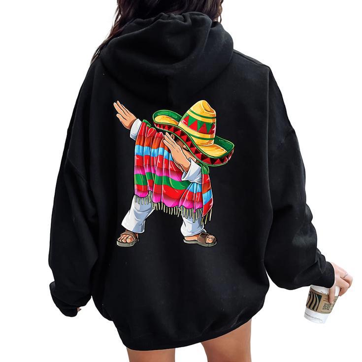 Dabbing Mexican Poncho Cinco De Mayo Dab Sombrero Women Oversized Hoodie Back Print