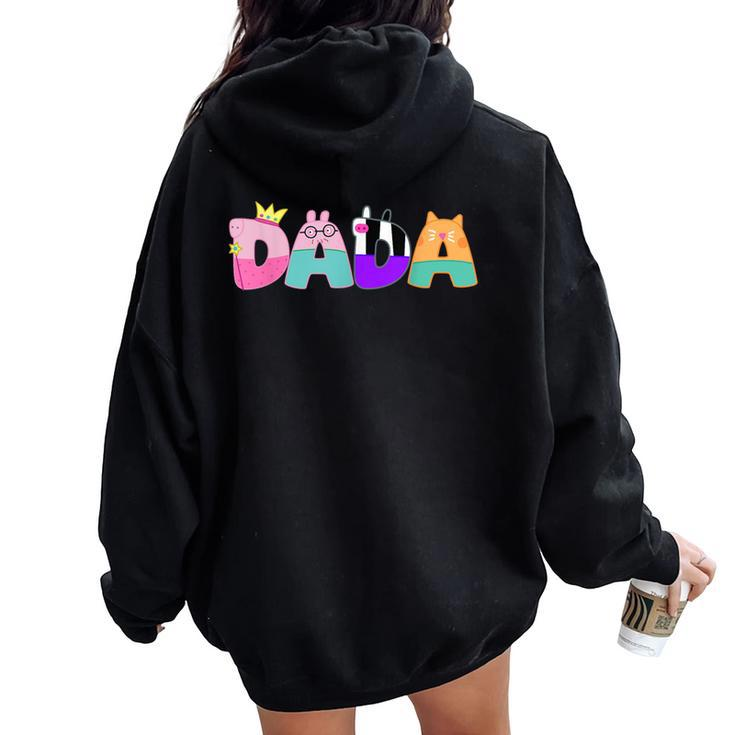 Dad And Mom Dada Birthday Girl Pig Family Party Decorations Women Oversized Hoodie Back Print