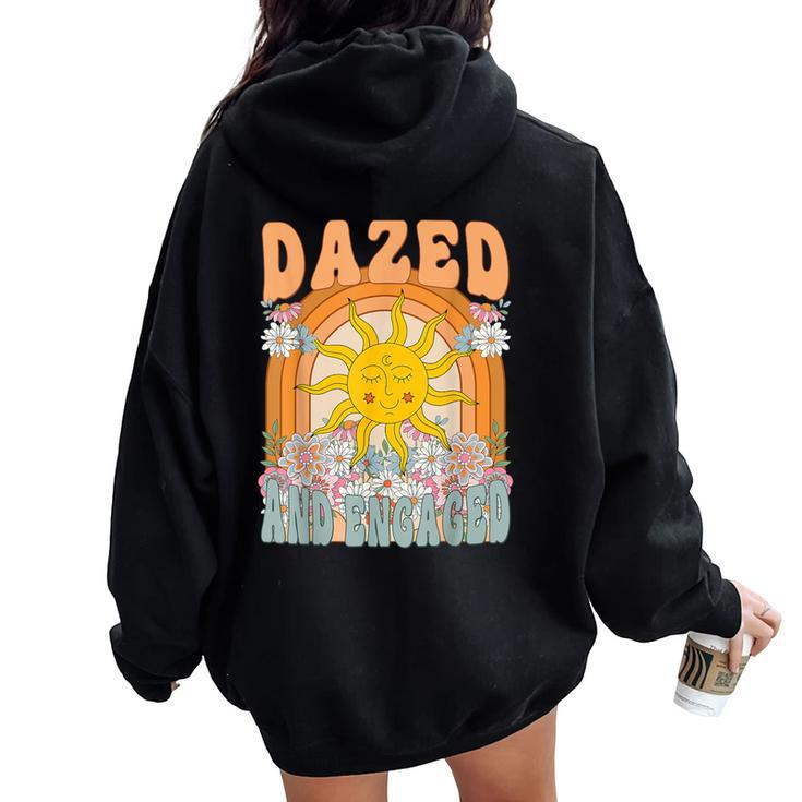 Dazed And Engaged Wildflower Bachelorette Party Matching Women Oversized Hoodie Back Print