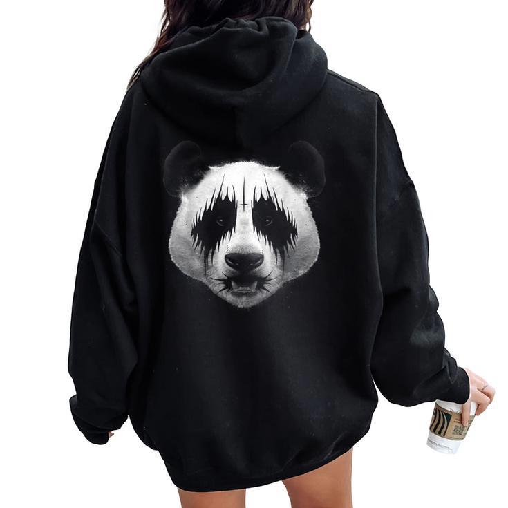 Death Metal Panda Music Heavy Metal For Women Women Oversized Hoodie Back Print