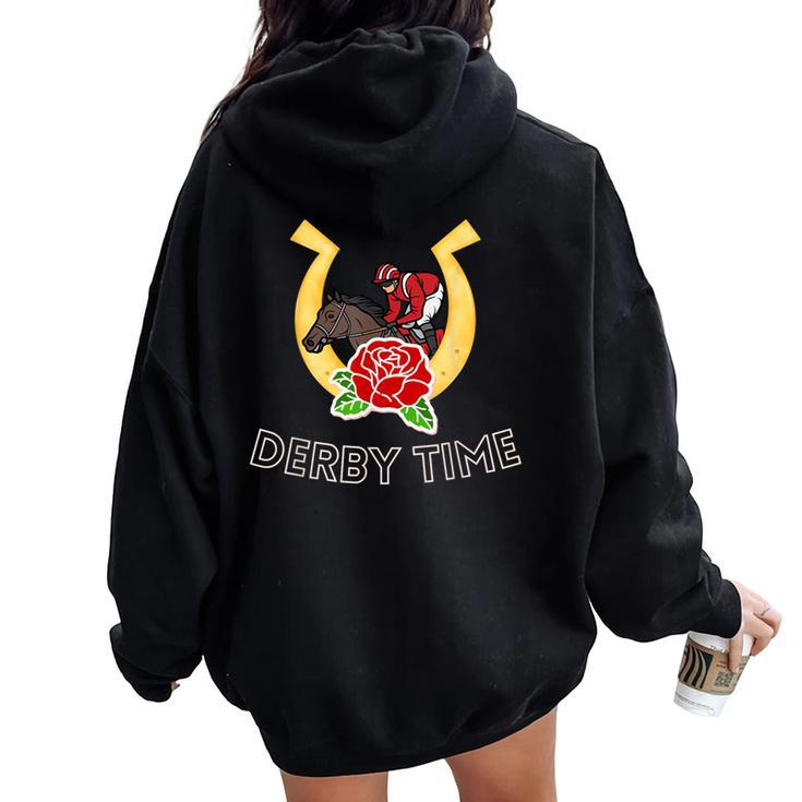 Derby Time Horse Racing 150Th Derby Day 2024 Women Oversized Hoodie Back Print
