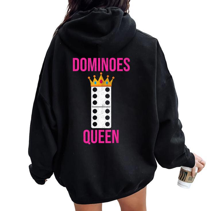 Dominoes Queen For Dominoes Lovers Distressed Women Oversized Hoodie Back Print