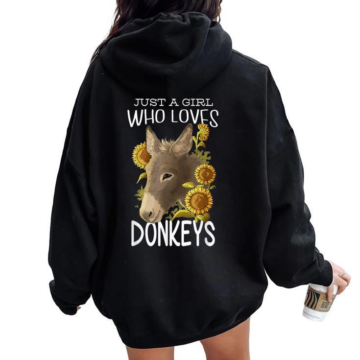 Donkey Lovers Girl Just A Girl Who Loves Donkeys Women Oversized Hoodie Back Print