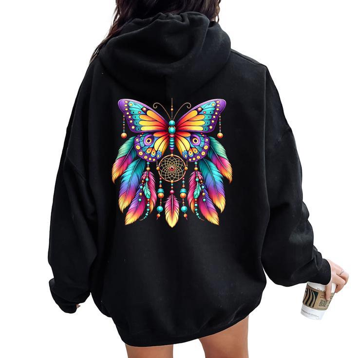 Dream Catcher Butterfly Native American Dreamcatcher Women Oversized Hoodie Back Print