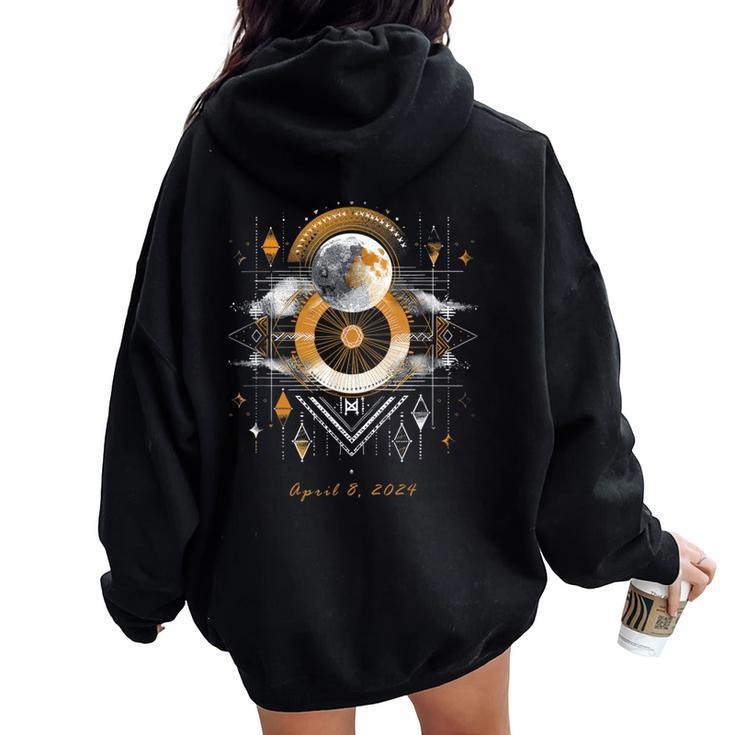 Eclipse April 8 2024 Abstract Tribal For Men Women Oversized Hoodie Back Print