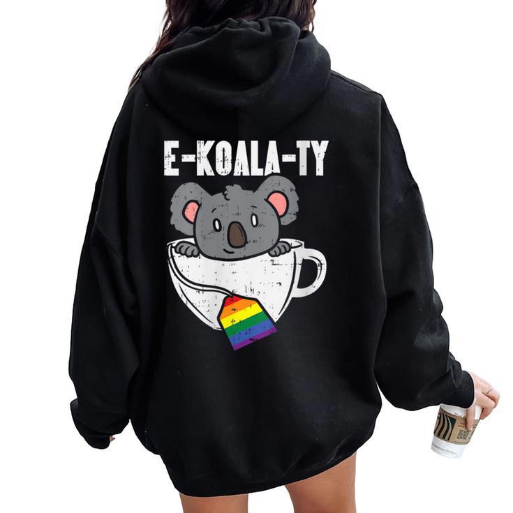 Ekoalaty Rainbow Tea Gay Pride Equality Lgbt Animal Women Oversized Hoodie Back Print