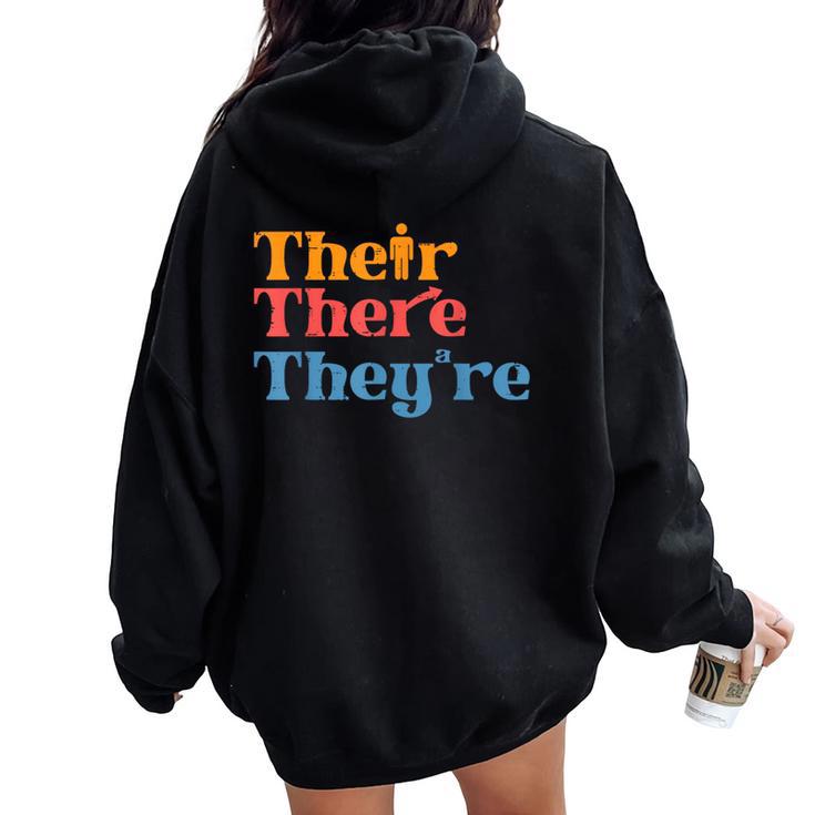 English Teacher Their There Theyre Grammar Women Women Oversized Hoodie Back Print