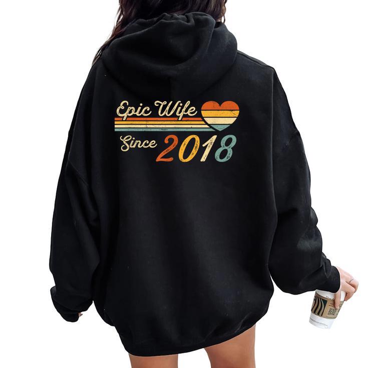 Epic Wife Since 2018 Vintage Wedding Anniversary Women Oversized Hoodie Back Print