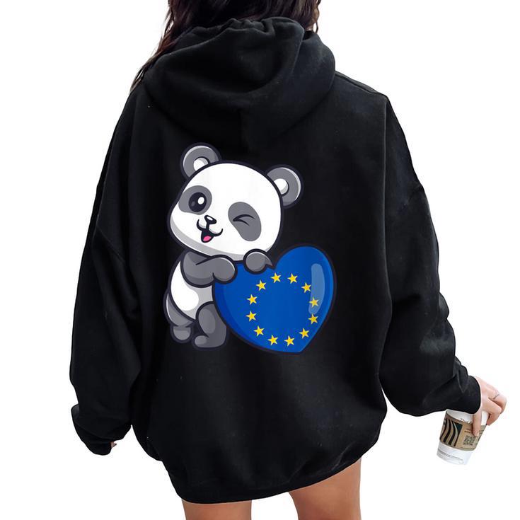 European Union Heart Pride European Union Flag Eu Souvenir Women Oversized Hoodie Back Print