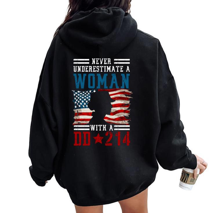 Female Veteran Never Underestimate A Woman With A Dd-214 Women Oversized Hoodie Back Print