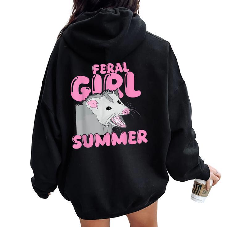 Feral Girl Summer Meme Possum Women Oversized Hoodie Back Print