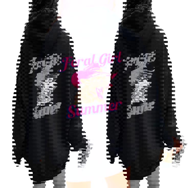 Feral Girl Summer Retro Possum Meme Women Oversized Hoodie Back Print