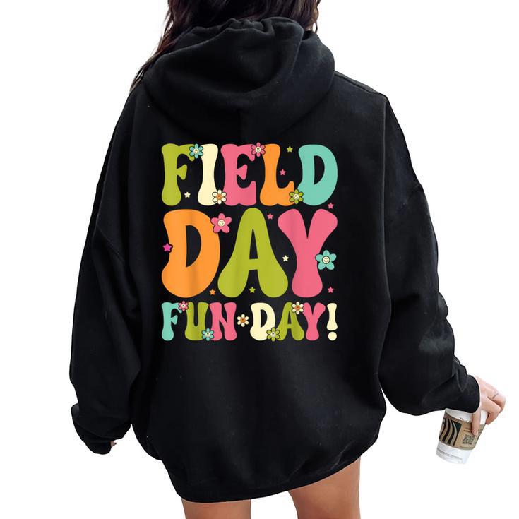 Field Day Fun Day Last Day Of School Groovy Teacher Student Women Oversized Hoodie Back Print