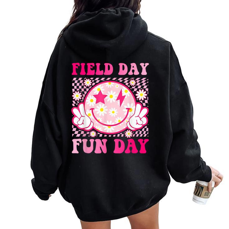 Field Day Fun Day Field Trip Retro Groovy Teacher Student Women Oversized Hoodie Back Print