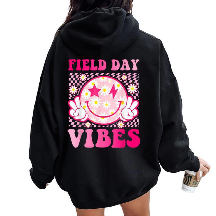 Field Day Vibes Fun Day Field Trip Groovy Teacher Student Women Oversized Hoodie Back Print
