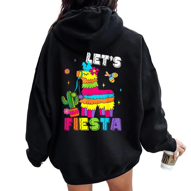 Lets Fiesta Cinco De Mayo Mexican Party Mexico Donkey Pinata Women Oversized Hoodie Back Print