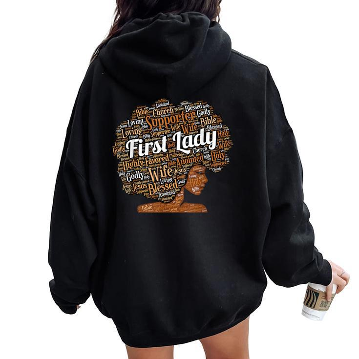 First Lady Pastor's Wife Black Woman Afro Women Oversized Hoodie Back Print