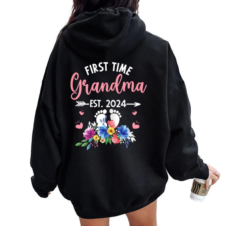 First Time Grandma Est 2024 Mother's Day Grandmother Women Oversized Hoodie Back Print