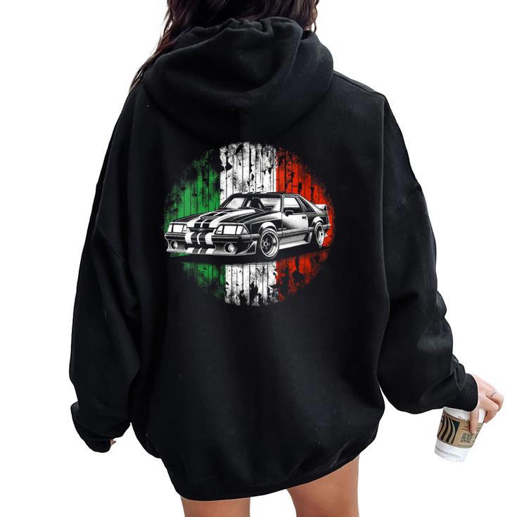 Foxbody Foxbody 50 Irish Flag Foxbody Stang Car Lover Women Oversized Hoodie Back Print