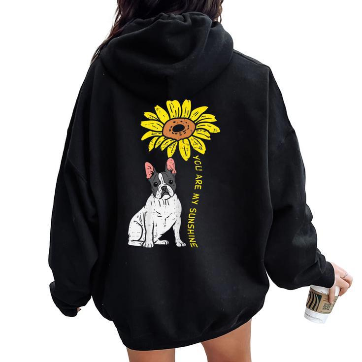 French Bulldog Sunflower Sunshine Frenchie Dog Women Women Oversized Hoodie Back Print