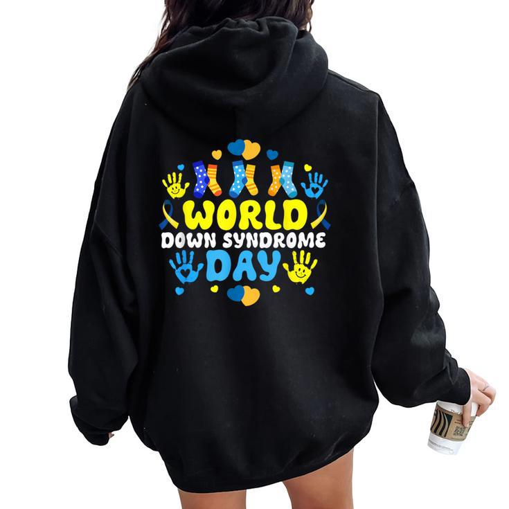 321 World Down Syndrome Day 2024 Groovy Meme Women Oversized Hoodie Back Print