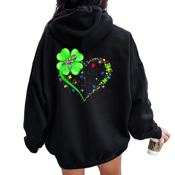 Autism Clover Autism Mom Boy St Patrick's Day Women Oversized Hoodie Back Print