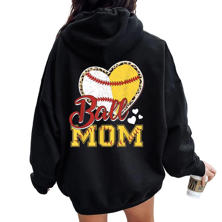 Ball Mom Softball Baseball For Women Oversized Hoodie Back Print